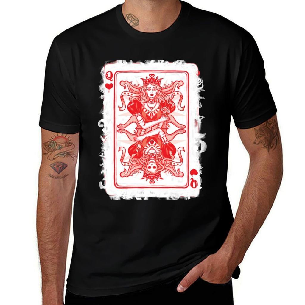 Queens Of Heart Poker Card Tshirt Basic Tee Shirt For Everyday Outfit Tshirt