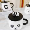 HomeDecoration Dinnerware Panda Ceramic Coffee Tea Mug Drink Cup with and Lid 14oz