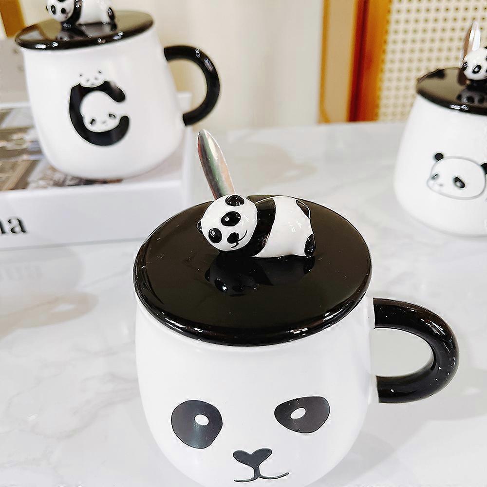 HomeDecoration Dinnerware Panda Ceramic Coffee Tea Mug Drink Cup with and Lid 14oz