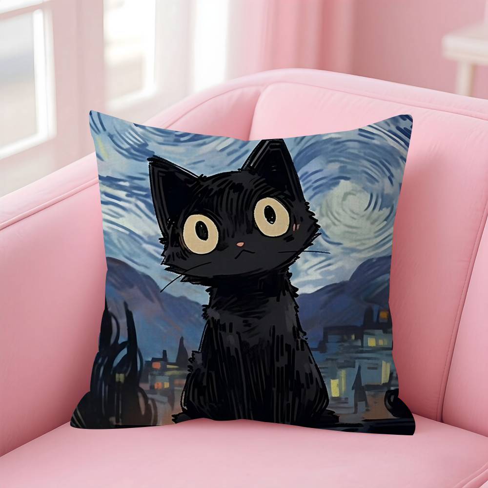 Van ART GGogh Lustige Katze Personalisierte Kissenstaubabdeckung Schlafzimmer Kinder Party Dekoration Kissenbezug Geburtstag Kinder Geschenk