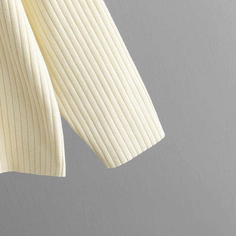 QICED Solid-color Knitted High-neck Zipper Sweater Set for Women's Autumn and Winter Fashion Casual Sweater Set