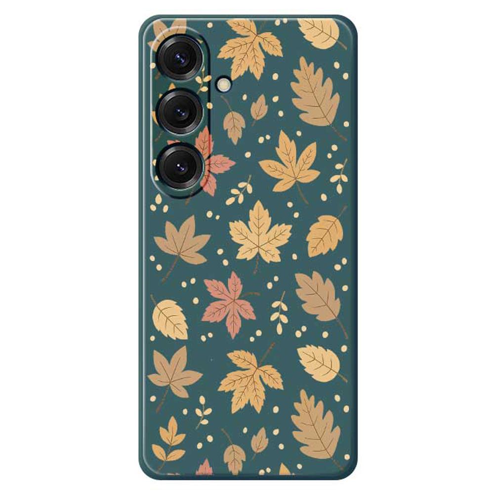 

Для Samsung Galaxy S25 Чехол с принтом в виде листьев Прямой край ТПУ Задняя крышка для телефона Green