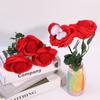 Red Flower Stem Romantic Wedding Ring Holder Velvet Engagement Rings Box Jewelry Box  Gift Box