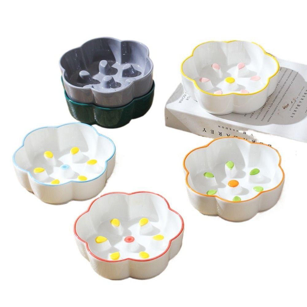 Neck Guard Slow Feeder Bowl Large Diameter Cat Water Bowl Ceramic Raised Pet Bowl  Household Use