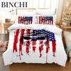 American Flag Duvet Cover Set Microfiber Red White Stripe Decor Bedding Independence Day Freedom Theme Quilt Cover