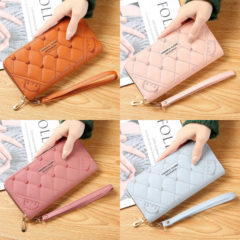 Pu Leather Long Wallet For Women With Zipper And Multifunction Storage For Daily Use