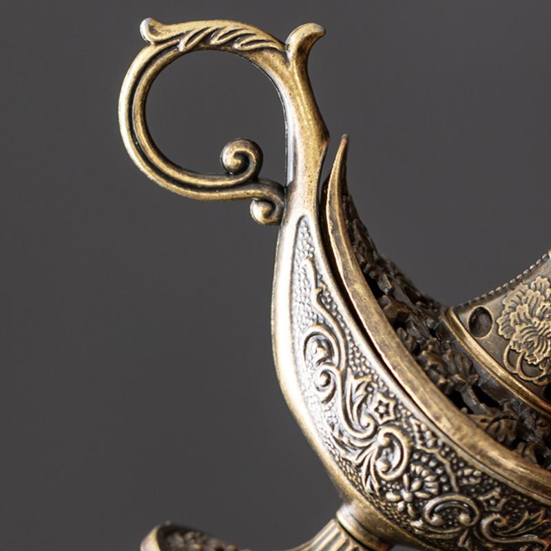 1 Stück Aladdin-Lampe Form Heimdeko Räuchergefäß Zuhause Aufwendiges Blumendesign Weihnachtsgeschenke