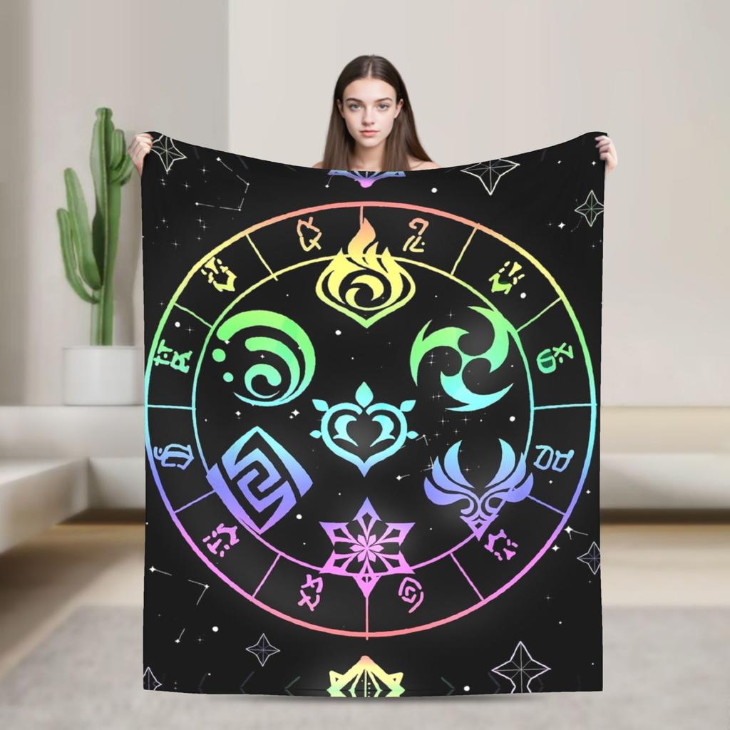 Super Warm Blankets Airplane Travel Genshin Impact Throw Blanket  Flannel Bedspread For Outdoor Novelty Sofa Bed Cover