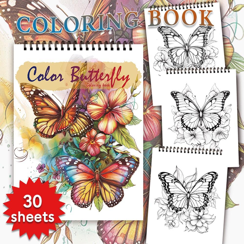 30 Sheets Adult Spiral Colouring Book, 11.2x 8.3 Inches 100gsm Thick Paper, Perfect for Back To School Gifts, Halloween Gifts