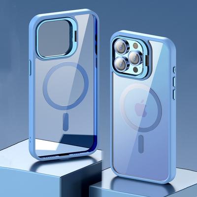Étui magnétique à support de mode pour iPhone 16 15 14 Plus 13 12 11 Pro Max Étui pour charge sans fil Magsafe Avec protection d'objectif