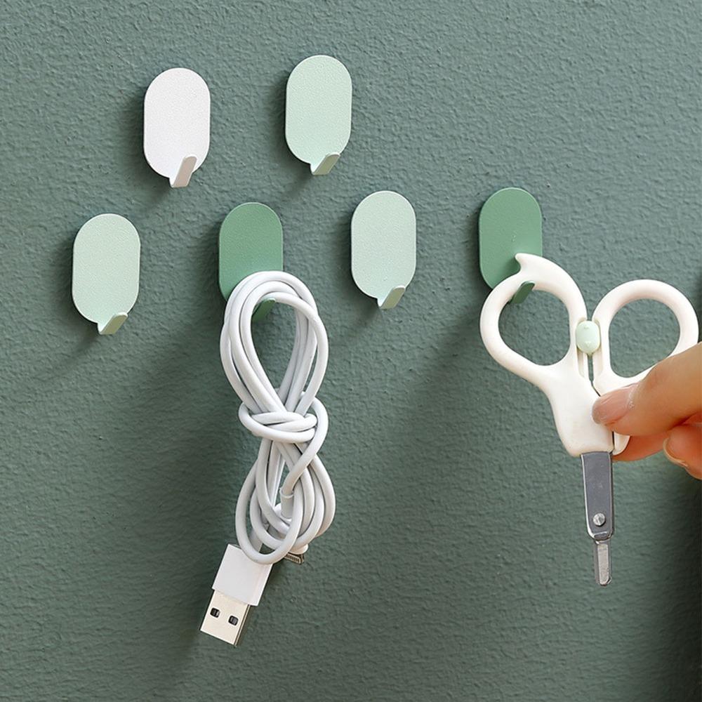 8 PCS White Green Adhesive Hook Iron Robe Hook Durable Coat Hook  Home Supply