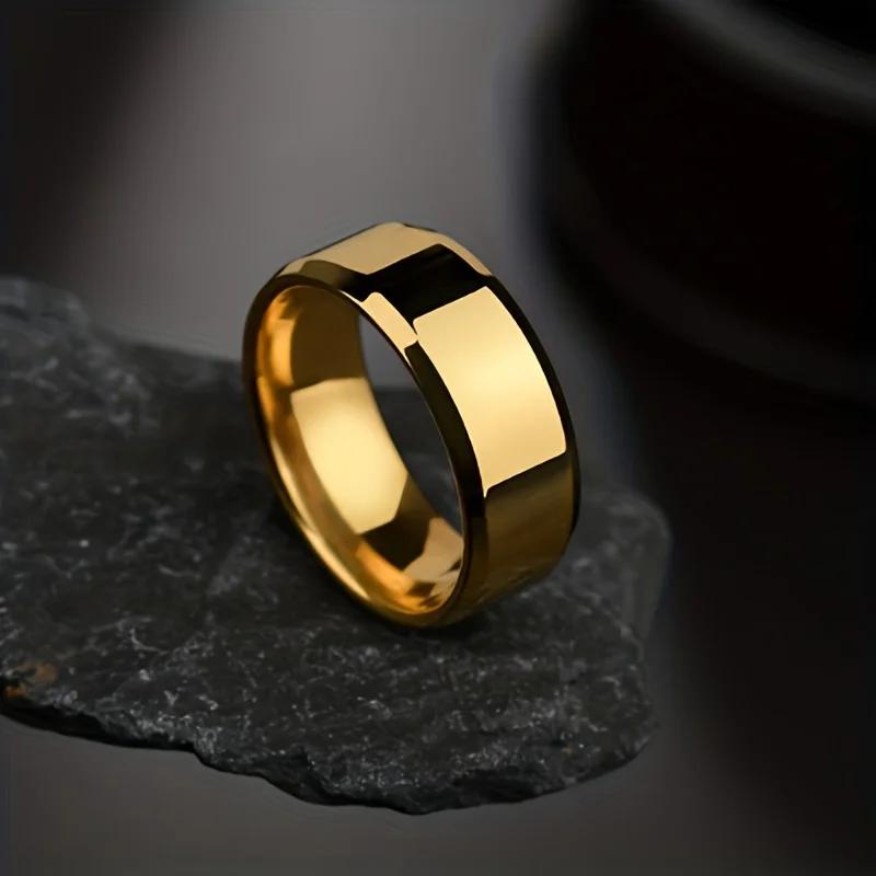 Stainless Steel Ring Classic Black Golden coppery Glossy Men Rings