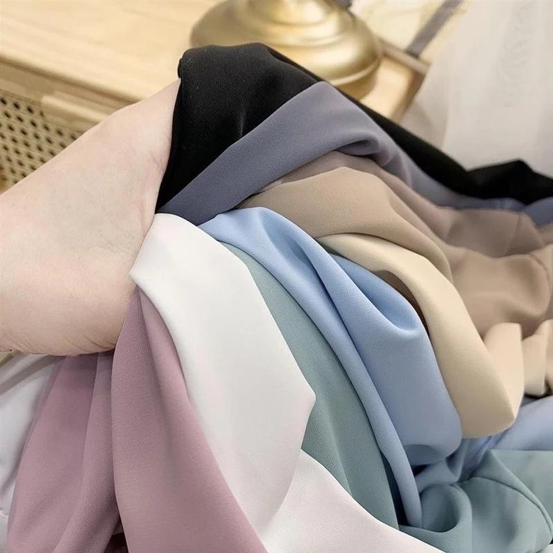 HI-FASHION Chiffon Blouse Women's White Long Sleeve Lapel Tops Spring Korean Shirt Solid Color Loose Shirt Women Plus Size