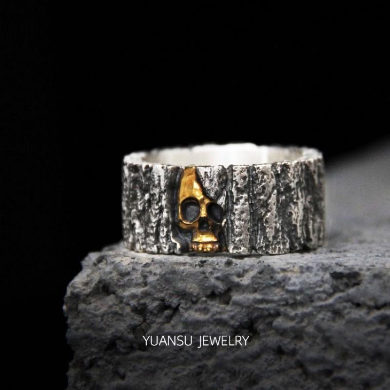 Adjustable Skull Ring Men Women Vintage Punk Gothic Style Plated Open Band Statement Jewelry