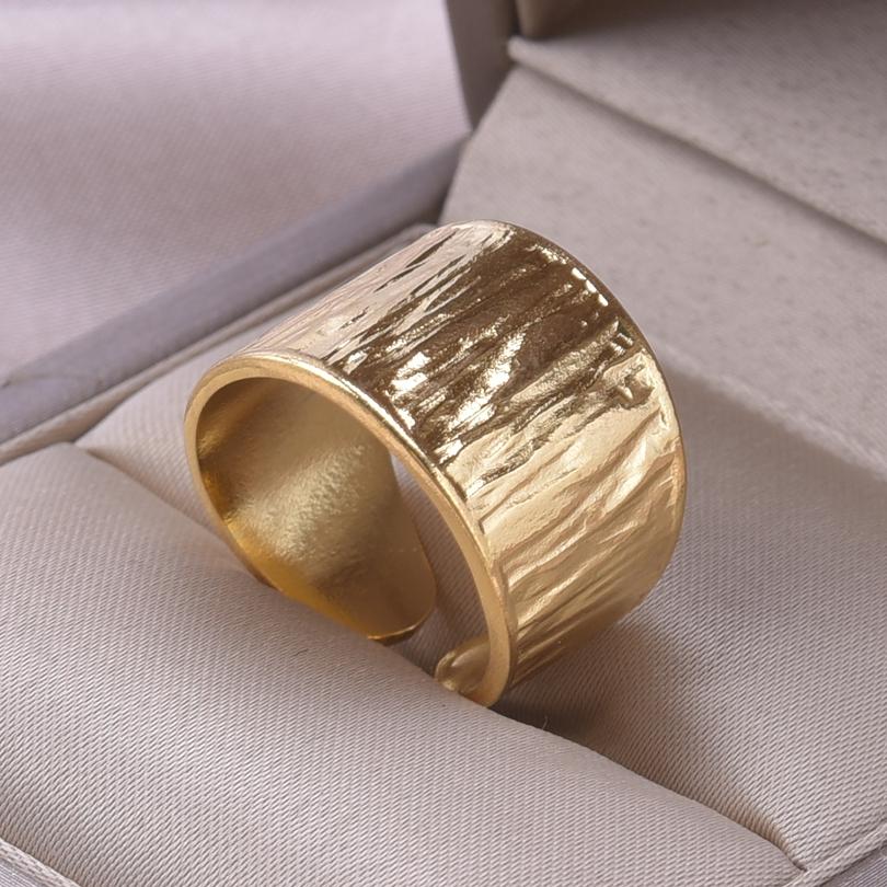 Chunky Unevenness Wide Ring Open Stainless Steel Rings For Women Men Accessories Indian Jewelry Vintage Finger Bague Femme Gift