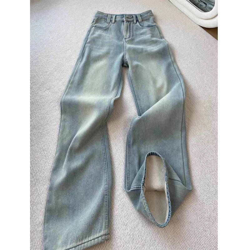 

Женские джинсы больших размеров с высокой посадкой, на флисовой подкладке, зимние - прямые, облегающие, свободные, широкие, с узкими штанинами XL