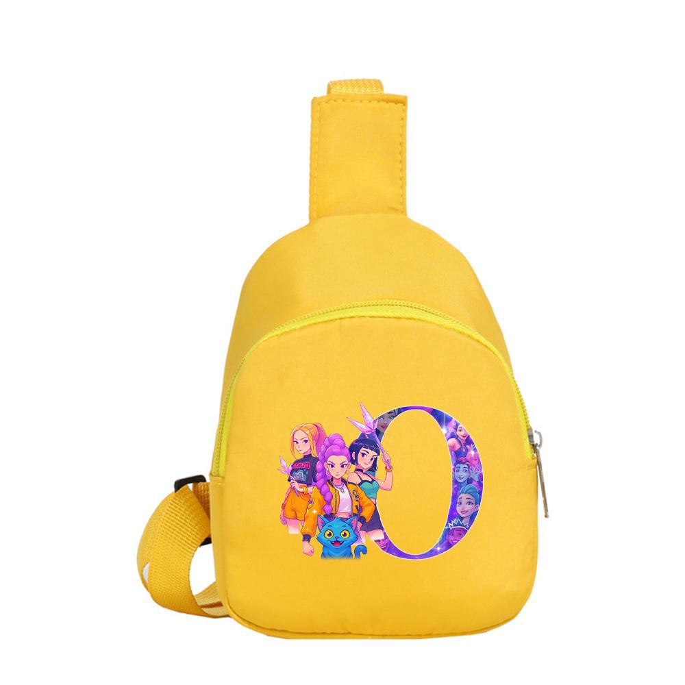 Anime Cartoon 26 English Letter K-Pop Demon Hunters Printed Chest Pack for Boy Girl Shoulder Bag Student Portable Crossbody Pouch Kid Christmas Gift