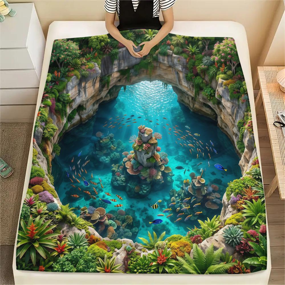 1PC 3D visual effects Print FlAannel Blanket, High quality Comfortable for All Seasons, Home Decor, Warmth and Comfort