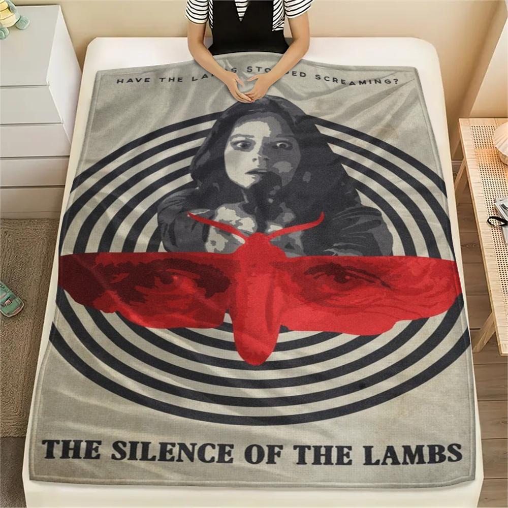 1PC Silence of the Lambs Print Flannel Blanket, High Quality Comfortable for All Seasons, Home Decor, Warmth and Comfort, Perfect for Christmas Gifts