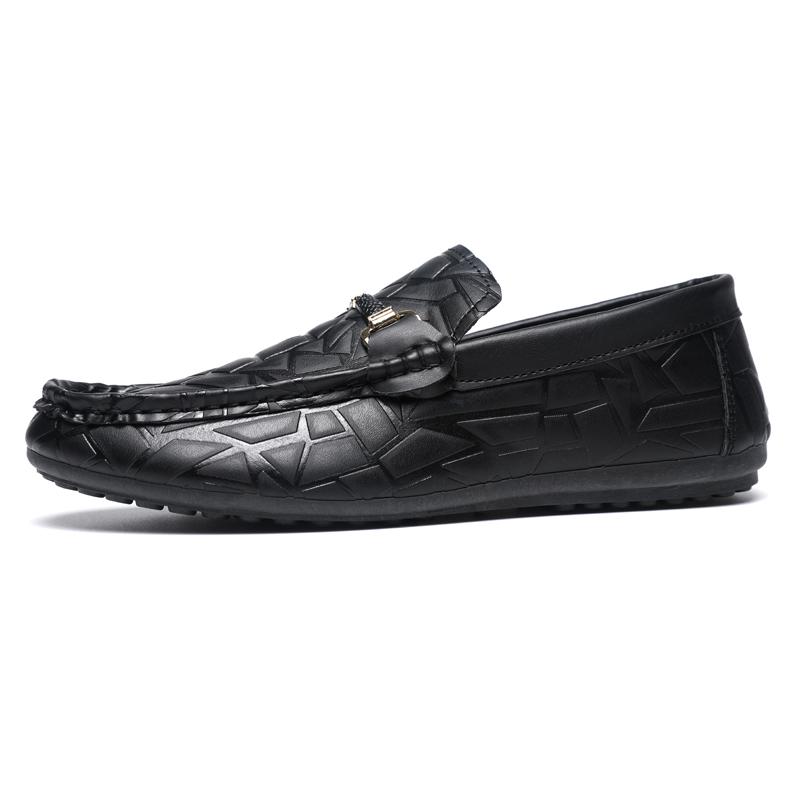 Fashion Mens Leather Shoes Round Toe Flat Black Male Casual Shoe Legitimate Designer in Promotion New Footwear Offer Social Trend