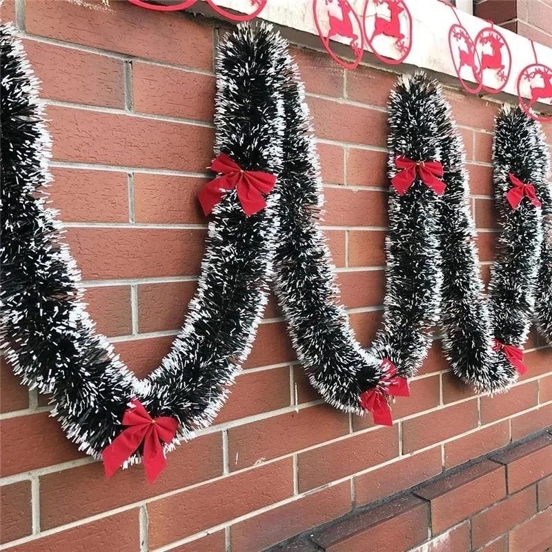 2M New Year Garland Wire Tinsel Hanging Rattan Christmas Tree Ornament for Home Decoration Prop Xmas Birthday Party Ribbon