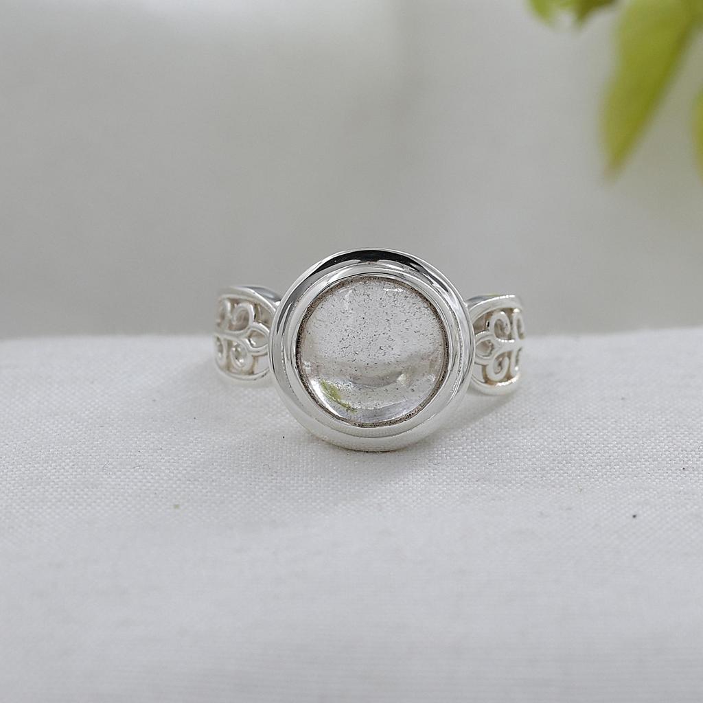 Srebrny Pierścionek Damski z Kwarcem Górskim, Biżuteria Ręcznie Robiona ze 100% Srebra Próby 925, Biżuteria Srebrna, Prezent Dla Niej
