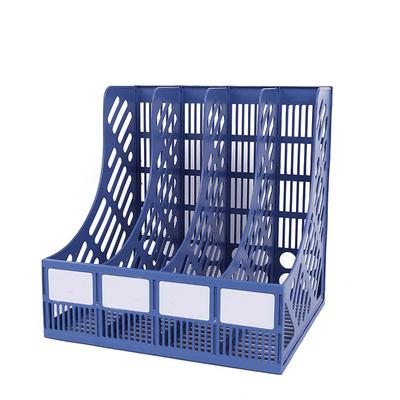 Office Supplies File Rack Quadruple Plastic Bookshelf Desktop Data Sorting Rack File Column Frame Storage Rack A4