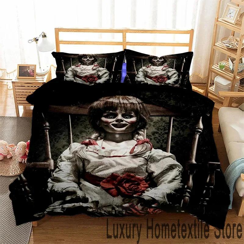 3D Print Horror Movie Annabelle Bedding Set Boys Girls Twin Queen King Size Duvet Cover Pillowcase Bed boys Adult Bedroom