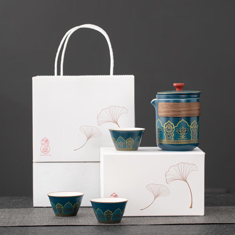 

Blue Floral Ceramic Travel Tea Set