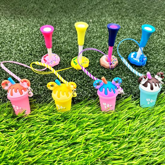 Golf Tee Cartoon Shape Lightweight Portable Colorful Anti-Lost Golf Tee Hanger with Strap Golf Accessory Gift