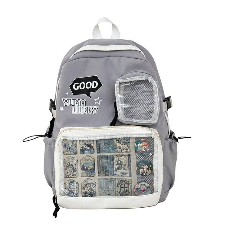 Schoolbag two-dimensional element large-capacity transparent campus pain layer versatile schoolbag junior high school high school student backpack