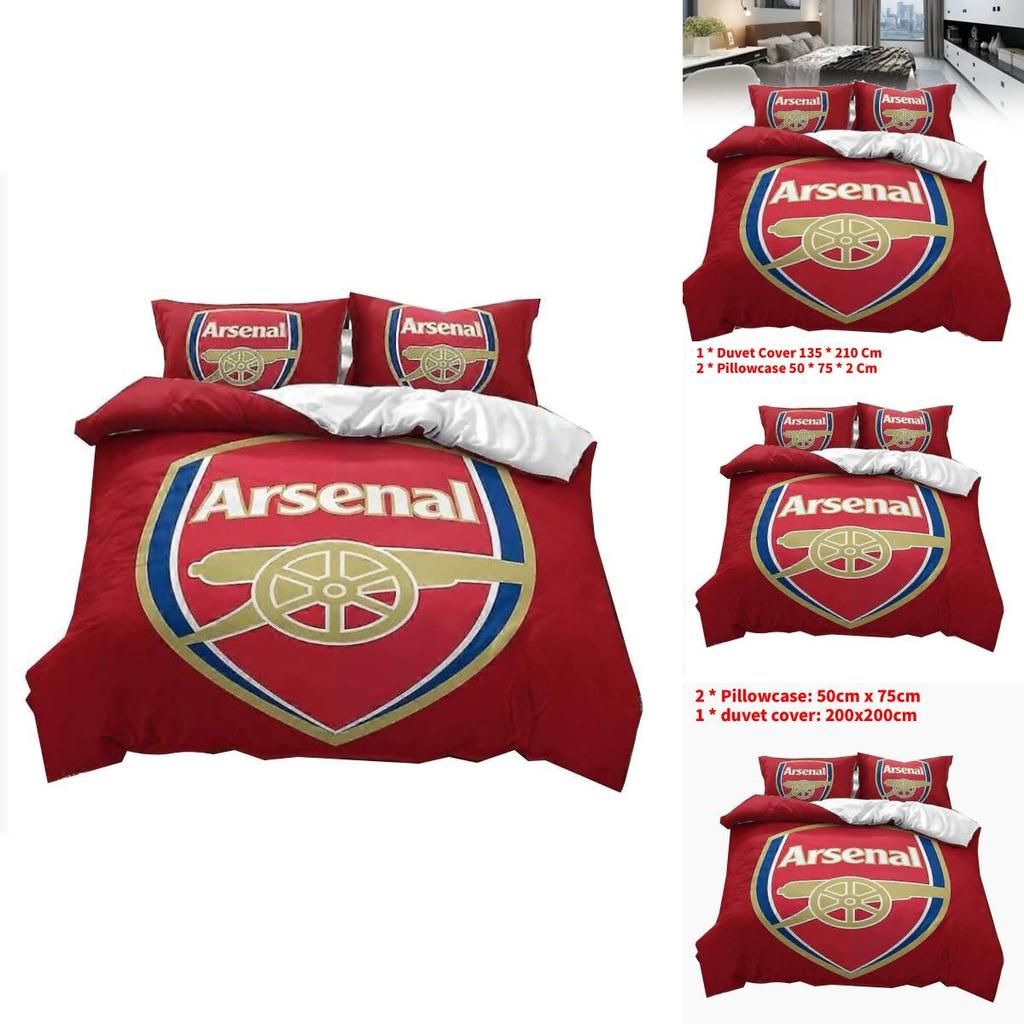 Arsenal Football Club Soccer Print Duvet Cover Set With Polyester Material For Sports Fans Bedroom Decor