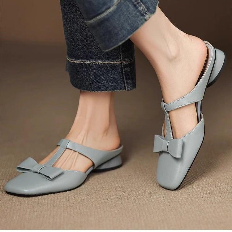 French square head Muller shoes women's 2025 summer new versatile comfortable simple bag head half drag sandals with skirt slippers