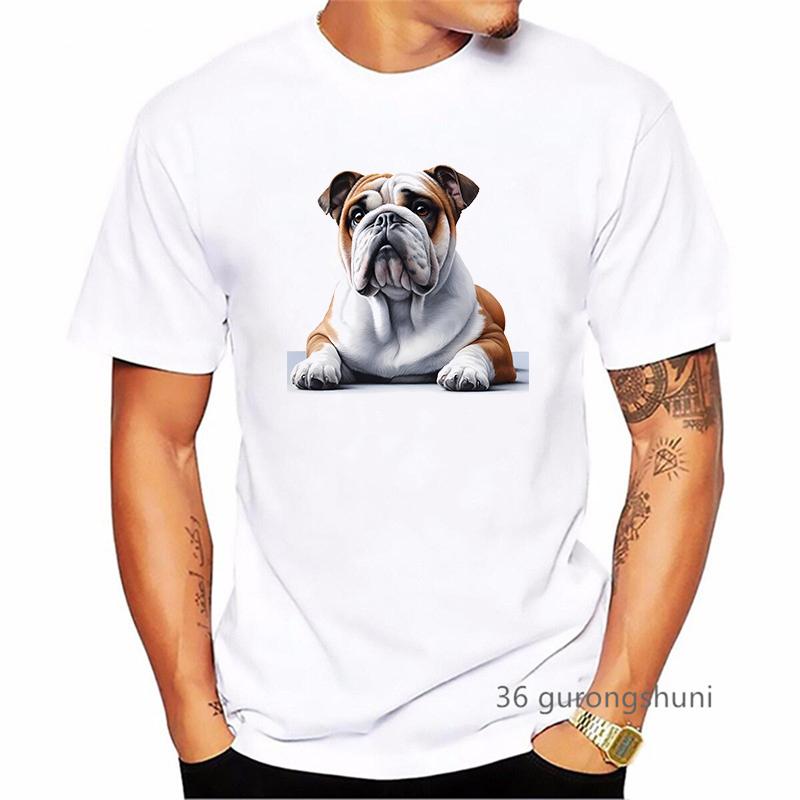 British Bulldog Dog Animal Printed T Shirt Men Clothes 2024 Summer Fashion Short Sleeve TShirt Homme Harajuku Shirt