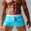 Men's Color-Block Low-Waist Lycra Swim Trunks - Quick-Drying & Sporty Fitness Wear