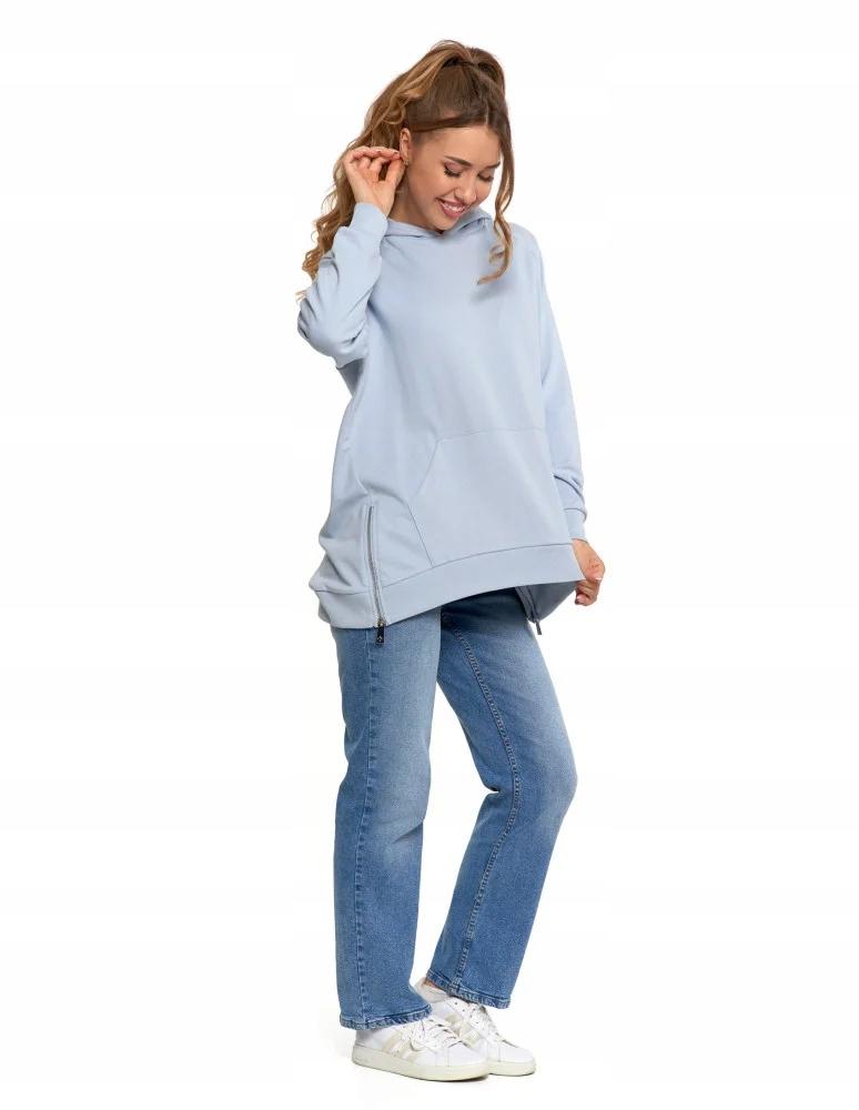 Women's Sweatshirt with Hood Cotton Fashionable Oversize Soft MORAJ S BLUE