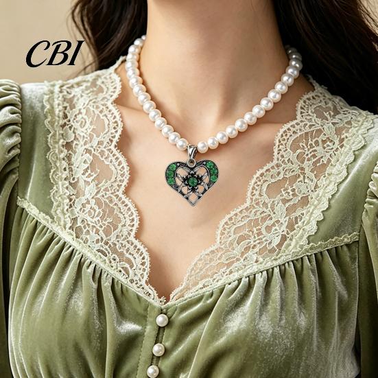 Zierliche Anhängerkette Herz Halskette für Damen, Bayerische Strass Sexy Brust Extra Lange Halskette, Vintage Oktoberfest Korsett Schmuck Zubehör