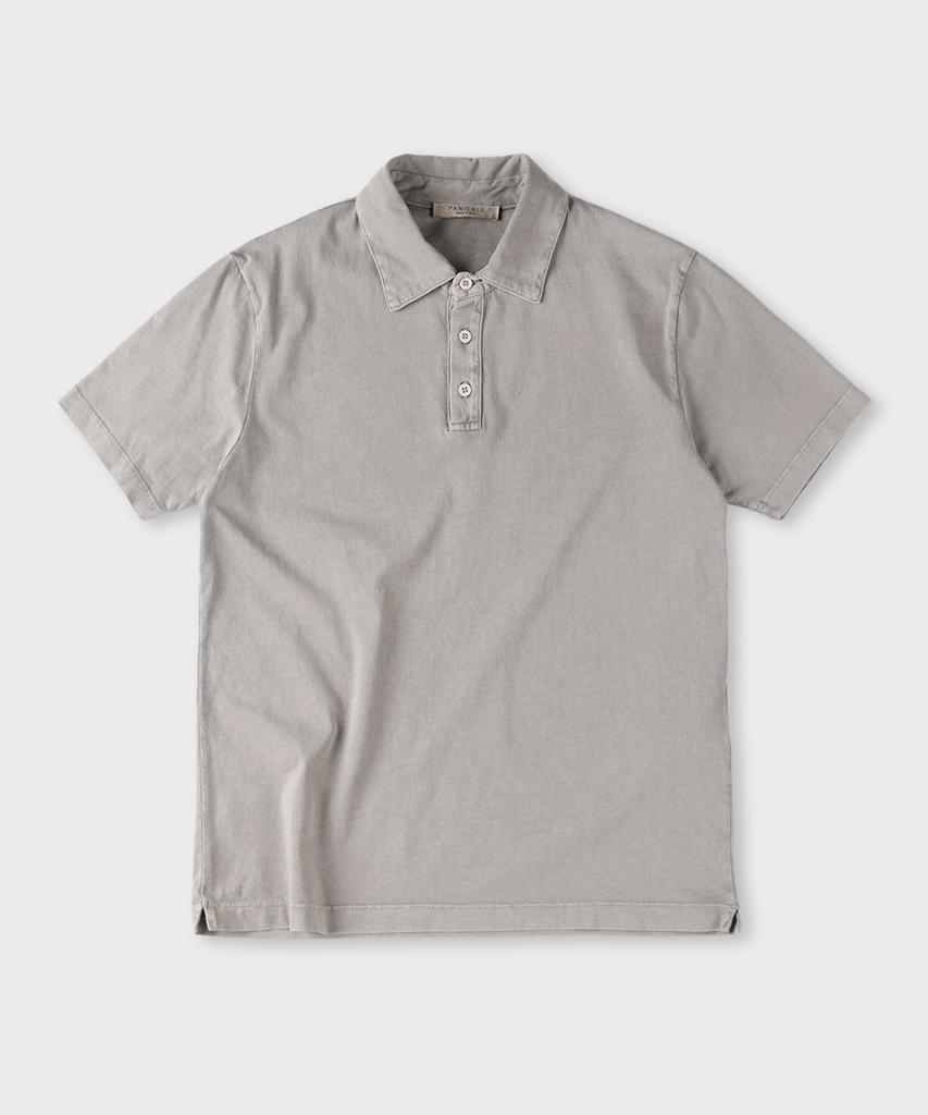 PANICALE Gray Vintage Dyed Short Sleeve Polo Shirt