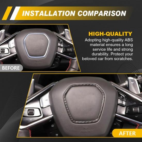 Fit -2025 Corvette C8 Steering Wheel Cover Trim Bezel Assy Carbon Fiber ABS