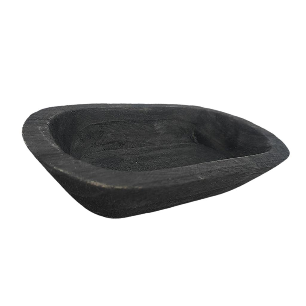 Decorative Wooden Storage Tray Hand Carved Bowl for Candle Tabletop Display for Kitchen or Living Room