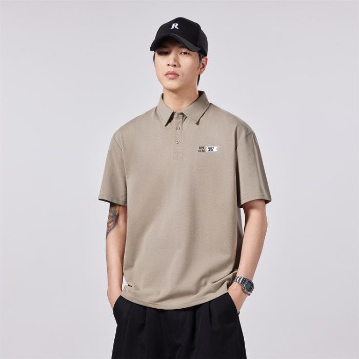 Men's Short-sleeved Letters POLO Shirt Men's Short-sleeved T-shirt Loose Lapel Summer New Style T-shirt