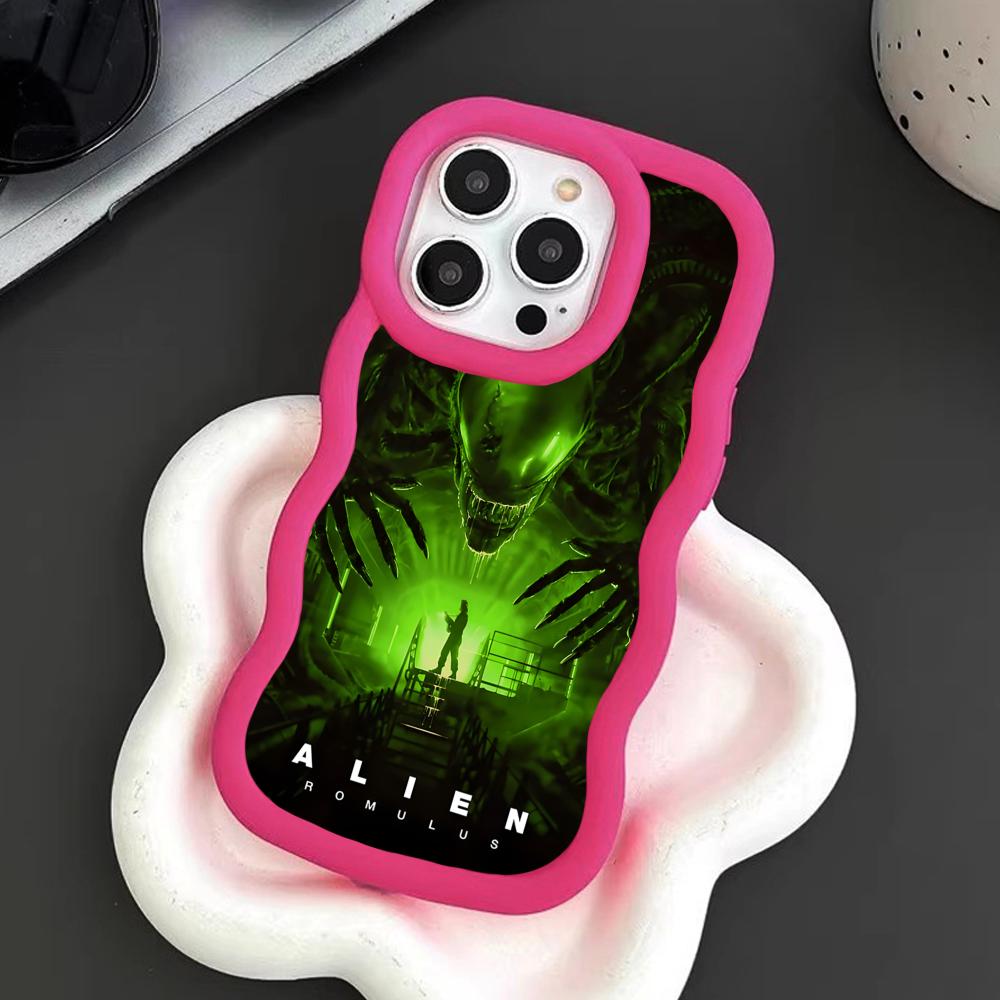 Alien Romulus Mobile Cell Phone Case for iPhone 17 16 15 14 13 12 11 Air Pro Max Plus Wavy Edge TPU Colorful Cover Cover