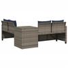 L shaped garden sofa with table and cushions grey polyrattan