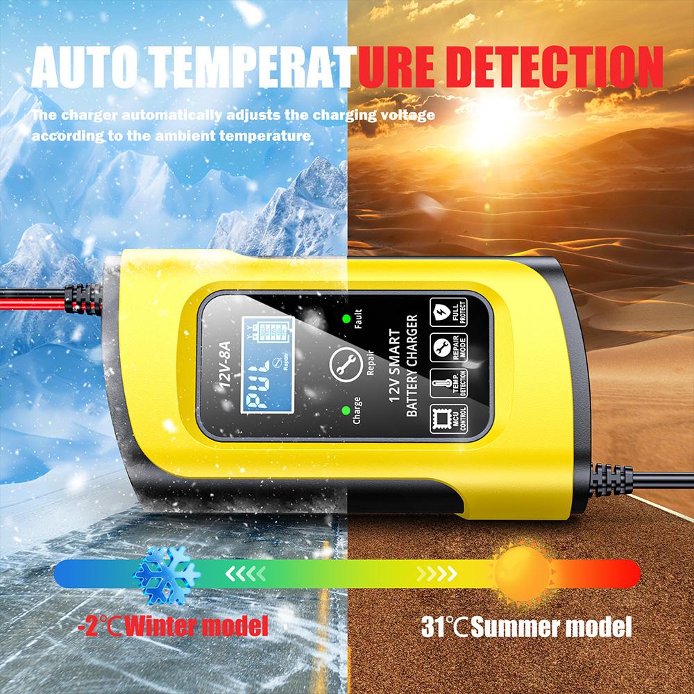 Car Battrey Chargers 12V8A Intelligent Pulse Repairing Charge Device Automotive Battery Trickle