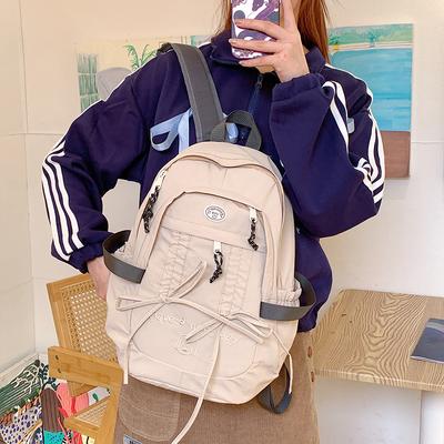 Koreanische Freizeit Studenten Schultasche Damen Neu Niedlich Große Kapazität Nylontuch Tasche Einfarbig Klein Frisch Computer Rucksack.