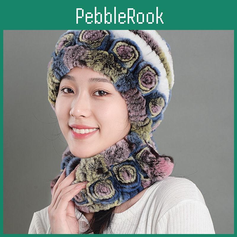 Female Hat Rabbit Rex Fur Fashion Flower Ear Protection Mother Female Fur Hat Scarf Thickened Warmth