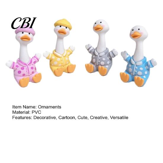 Macaron Color Decor 4Pcs Mini Cartoon Duck Figurines, Cute Polka-dot Pajamas Statues, Multi-functional Car Accessory Animal Ornaments for Console