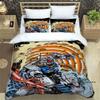 3D Printed Cartoon Gundam 3-Piece Bedding Set: Duvet cover set suitable for adult boys and girls bedroom décor, children's gift,