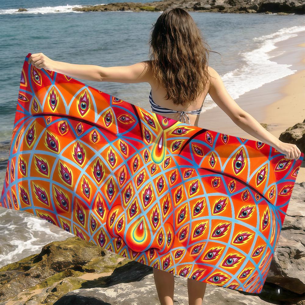 abstract art fashion vintage A-Alex Grey soft Beach Towels Trip Towel swim Summer Holiday Vacation bathing Pool Camp Gift