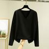 Ladies' Loose Comfortable Casual Fashionable And Large Size Warm Underwear With Seamless  V-Neck And Thick Velvet Long Sleeves Top